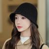 Gorro de Campana de Temperamento Sombrero de Pescador Japonés para Mujer Otoño e Invierno Color Sólido Lana de Cordero Casual Cálido Sombrero Japonés Lindo