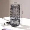 Estilo Lujo Ligero Jarrón de Vidrio Transparente con Patrón de Árboles Borde Dorado en Forma de T Adorno Minimalista Nórdico para Decoración del Hogar para Flores Secas
