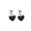 Selección de Arte Celebridad en Línea Venta Caliente Cabello Corto Aretes Pequeños de Corazón de Durazno Novia Gota de Pegamento Negro Amor Aretes de Tuerca