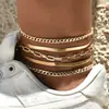 Tobillera Clásica Transfronteriza Europea y Americana con Colgante de Mariposa, Conjunto de Tobilleras de Cadena Metálica Multicapa de Moda para Mujer al por Mayor
