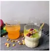Copo de Vidro Criativo com Listras Verticais para Bebidas, Leite, Água, Café Americano com Gelo, Café Cold Brew, Latte - Estilo Ins