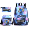 Mi mochila escolar mundial de tres piezas con estampado, gran capacidad, bolsa de lona para computadora para exteriores para estudiantes de secundaria