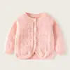 Bordado de renda de borboleta pequeno, leve, cardigã de bebê 100% algodão, qualidade Classe A, camisa de verão com proteção contra ar condicionado para crianças, cardigã de tricô doce para meninas