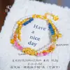 El pulsera de perlas de la fortuna chapada en oro de colores con diseño original de Puzuo es exquisita y lujosa, un regalo perfecto para una novia