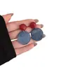 Pendientes Geométricos Circulares Azul Neblina Estilo Vintage de Hong Kong, Pendientes de Botón Extremadamente Atractivos para Vacaciones, Pendientes de Aro Únicos para Mujer