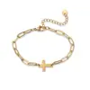 Aogu Cruzado Simples e Versátil Banhado a Ouro 18K Árvore da Vida Cruz Aço Inoxidável Pulseira Feminina Nicho Personalizado Joias de Mão