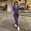 Ropa de Otoño 2025 Nuevo Estilo Coreano Lujo Accesible Alta Gama Sudadera con Capucha y Cierre Rojo Rosado Pantalones Leggings Traje de Dos Piezas para Mujer