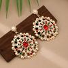 Moda Vintage Incrustado Diamante Imitação Pérola Imitação Flor Elegante Deslumbrante Brincos de Festa Banquete para Mulheres