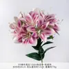 Tecido de seda 3D simulado de alta qualidade, lírios artificiais de 6 pétalas com 10 cabeças para buquês de casamento, arranjos florais feitos à mão, decoração de salão de casamento DIY