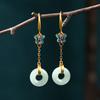 Airyuan Accesorios de Moda Nacional para Mujer Aretes Retro de Diseño Nicho Color Antiguo Conservación de Color Chapado en Oro Imitación Jade Regalo de Cumpleaños