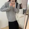 Cardigan de Tricô Solto com Gola Redonda para Primavera e Outono de 2025, Top Estilo Coreano Casual com Botão Dourado Pequeno, Jaqueta Suéter Macia e Aconchegante para Mulheres