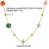 Collar de piedra de color doble amor acero inoxidable color flor collar accesorios dulce elegante temperamento cadena de clavícula