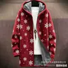 Elementos Navideños Transfronterizos a Todo Color Cardigan con Cremallera Holgado con Capucha para Hombre Ropa de Algodón DIY por Imagen