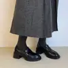 Mocasines de Piel Suave para Mujer Primavera/Otoño 2026 Tacón Grueso Zapatos de Una Sola Pieza Estilo Británico Suela Gruesa Slip-ons Uniforme JK Zapatos Pequeños de Piel