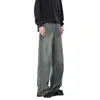 Comercio Exterior Vaqueros Lavados Desgastados Estilo Retro Americano para Hombre Tendencia Streetwear Primavera y Otoño Pantalones Largos Rectos Holgados con Caída