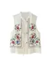 Chaleco Bordado con Flores 2025 Chaleco de Primavera Top Cárdigan de Color Contrastante Transfronterizo Chaleco sin Mangas Estilo Chino Chaqueta para Mujer