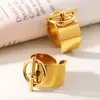 Rueda de la Fortuna Anillo de Hebilla Abierto Diseño de Cara Amplia Acero Inoxidable Chapado en Oro Moda Europea y Americana Personalizado Hip Hop Anillo para el Dedo