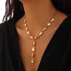 Cadena para Clavícula con Borla Irregular Barroca en Forma de Y Transfronteriza Europea y Americana Ins Cadena Fresca Colgante Plano de Gota de Agua Joyería