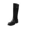 Botas de Caballero de Moda Estilo Británico 4cm Adelgazantes 2026 Otoño/Invierno Nuevas Punta Redonda Tacón Grueso Hasta la Rodilla Botas Altas Mujer