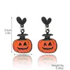 Aretes Cráneo Diablo para Mujer Aleación Incrustada de Diamantes Calabaza Araña Aretes de Halloween Traje Explosiones Transfronterizas de Amazon