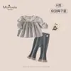 Novedades de Otoño Conjunto Cómodo Transpirable Clase A para Bebés Niñas Camisa Falda Leggings Conjunto de Dos Piezas para Bebé Niña
