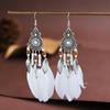 Pendientes de Plumas de 13+1 Colores Pendientes Artesanales Redondos con Gota de Aceite Estilo Étnico Retro Resort Tu Tixi