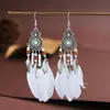 Pendientes de Plumas de 13+1 Colores Pendientes Artesanales Redondos con Gota de Aceite Estilo Étnico Retro Resort Tu Tixi