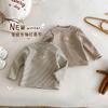 Camisa Térmica Infantil de Lã Listrada com Forro para Meninas, Top de Inverno Estiloso para Crianças Pequenas