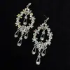 Pendientes Huecos de Gota de Agua con Diamantes Completos de Lujo Ligero Estilo Francés, Pendientes Exagerados de Personalidad Retro de Alta Gama de Lujo para Mujer