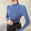 Cárdigan de Cachemira de Cuello Medio Alto Sin Costuras Otoño e Invierno Sencillo Ajustado para Mujer Suéter Tejido de Lana Capa Base Ropa Interior
