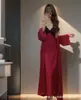 [Besos Violetas] Camisón Largo, Estilo Sexy Pura Pasión con Tirantes Encaje Francés Cintura Adelgazante Aspecto Camisón Exterior