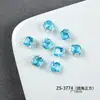 Uñas Artísticas de Zirconia Transparente Azul Cielo de Alta Calidad con Diamantes, Uñas Cuadradas de Corazón Melocotón de Lujo Portátiles, Uñas Artísticas Hechas a Mano con Diamantes