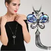 Cadena de suéter redonda con cristal azul de moda estilo coreano para mujer, larga, nueva, otoño e invierno, versátil, collar, colgante de joyería de cristal de alta gama