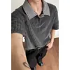 Camisa Polo de Manga Corta Patchwork para Hombre Verano Calle Alta Americana Camiseta con Cuello de Solapa Cleanfit Top Casual Camisa de Media Manga