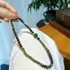 Pulsera de Múltiples Vueltas para Mujer con Cuentas Redondas de Jaspe de Jade Hetian Natural y Madera de Águila, Estilo Chino, Versátil y de Lujo Ligero