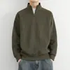 Sudadera con cuello alto y media cremallera para hombre, primavera y otoño, retro americano, color liso, casual, chaqueta texturizada de color liso para hombre