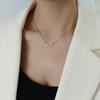 Marca Estilo Francês Eternal xo Colar com Pingente de Laço Loop Corrente Clavicular Aço Titânio Ouro 18k P432
