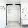 Cabina de Ducha Recta Extremadamente Estrecha con Separación Húmeda y Seca, Baño de Hotel con Puertas Dobles Correderas y Mampara de Vidrio