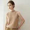Chaleco de punto de cachemira pura para mujer, cuello semi-alto, sin mangas, chaleco de punto suave y acogedor, adecuado para usar en capas en otoño e invierno