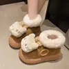 Zapatos de Algodón Planos Antideslizantes de Moda y Versátiles para Mujer 2025 Otoño e Invierno Nuevos Zapatos de Algodón con Forro de Felpa de Dibujos Animados Lindo Gatito para Mujer
