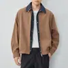 Jaqueta Masculina Mo Mai Ke Alta Inteligência para Deslocamento Cor Blocada Lapela Chegada Nova Outono 2026 Peça Falsa Dupla Outerwear Masculino 81763.