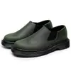 Zapatos de Cuero de Caña Baja Color Verde Crazy Horse con Banda Elástica en la Primera Capa para Mujer, Botines Cortos de Cuero Genuino Estilo Británico Talla Grande, Zapatos Casuales para el Trabajo con Punta Redonda