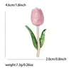 Broche Tulipa Artístico de Liga de Alumínio Esmaltada Estilo Coreano, Broche Acessório Pin Fresco Estilo Floresta para Cardigã de Xale Feminino