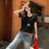 Blusas de Algodão com Manga Curta de Flocos de Neve para Mulheres, Blusas de Manga Curta Soltas Emagrecedoras de Verão, Camisetas Brancas Casuais Estilo Coreano Preguiçoso para Mulheres