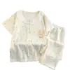 Pijama Infantil Algodão Nuvem Conjunto Duas Peças Verão Manga Curta Calça Longa Estilo Princesa Renda para Meninas Conjunto Fofo de Roupa de Casa