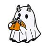 Broche de Fantasma Blanco de Halloween Personalizado Divertido Insignia de Calabaza Diamante de Fiesta Navideña Dibujos Animados Accesorios para Niños