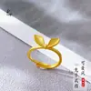 Anel Aberto de Orelha de Coelho, Estilo Antigo Ouro Areia, Design Aberto Ajustável, Cobre Banhado a Ouro, Estilo Animal Doce Americano Moderno, Atacado Feminino