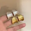 Brincos Minimalistas Geométricos de Metal Escovado em um Estilo Fresco e Discreto da Europa e América, Brincos Modernos e de Alta Qualidade para Mulheres