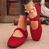 Zapatos Planos de Ballet para Viajes Transfronterizos Europeos y Americanos Zapatos Casuales para Mujer Doble Rojo Suela Plana Hebilla Estilo Europeo Boca Poco Profunda Ma Venta al por Mayor Talla Grande