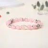 Pulsera de Hilo Único con Perlas Redondas de Cristal Natural de 8 mm Amatista Cuarzo Rosa Aventurina Pulsera con Perlas de Cristal Multicolor Adorno Regalo